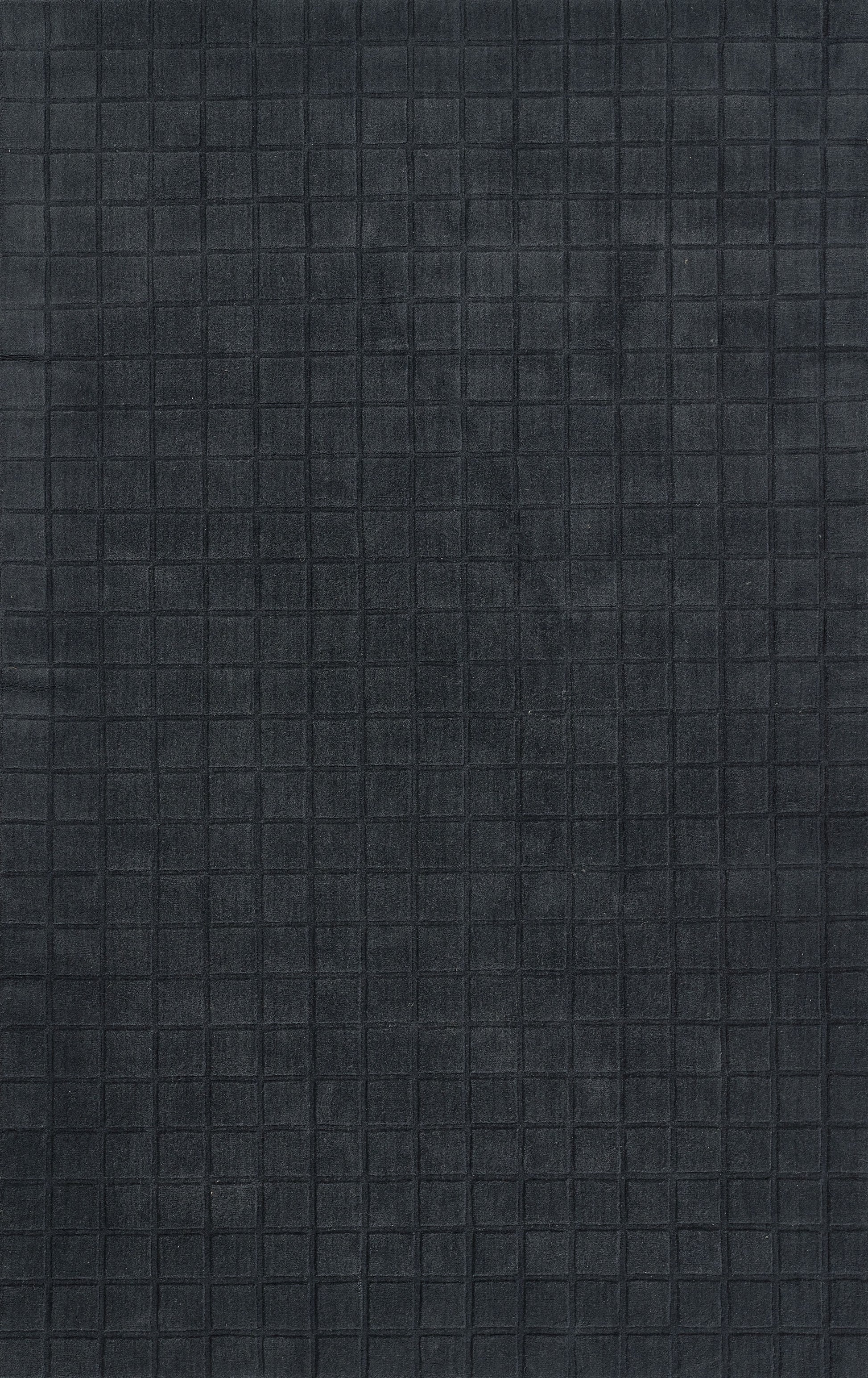 Dark navy rug runner with a quilted look and small square grid pattern; matte finish; 2'3" x 8'.