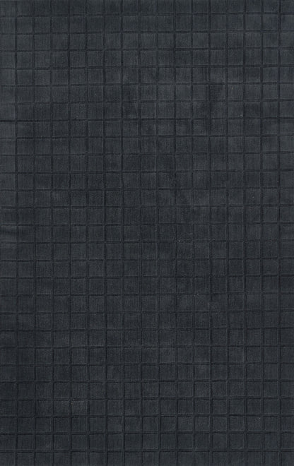 Dark charcoal quilted grid texture with small square stitching, leather-like fabric for bags or upholstery.