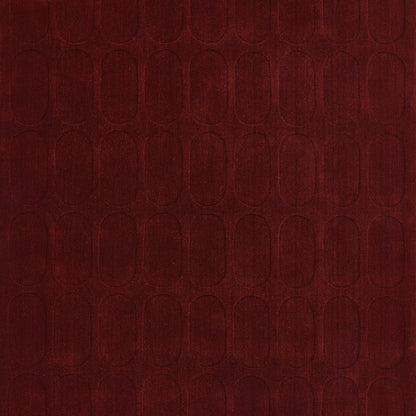 Deep burgundy leather with a repeating embossed oval-arch pattern, luxurious textured upholstery surface.