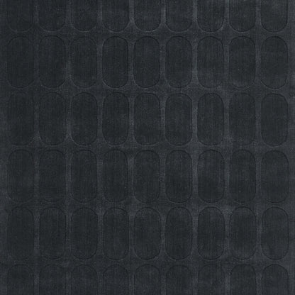 Dark navy fabric with a repeating rounded-oval embossed grid; modern geometric texture for upholstery or rug.