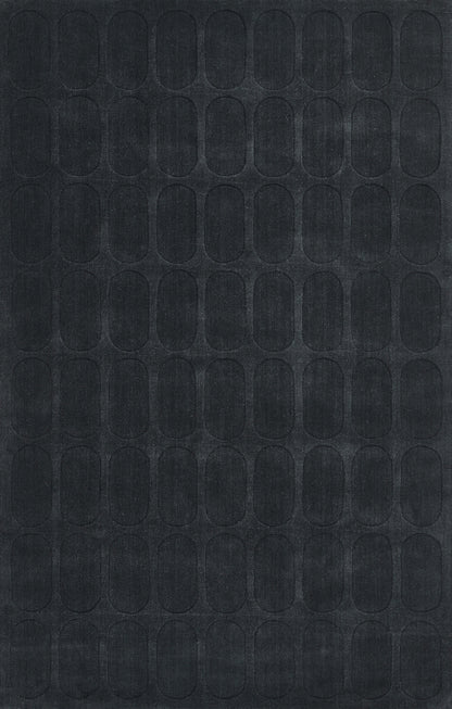 Dark navy faux leather with a repeating oval-embossed grid texture; rounded-pill pattern across surface.