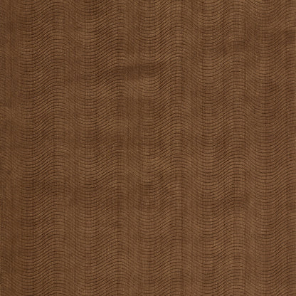 Warm brown rug with subtle texture and a wavy pattern, size 7'10" x 10'.