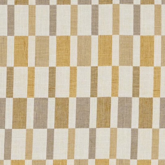 JF Fabrics CORALINE 19 Fabric Check, Plaid Yellow, Brown, Cream  Jacquard - 9286319 J9391