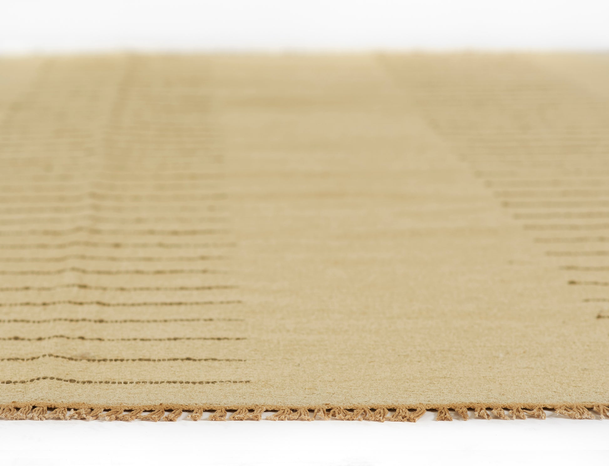 Beige natural coir rug with subtle linear texture, rectangular entryway rug for floors.