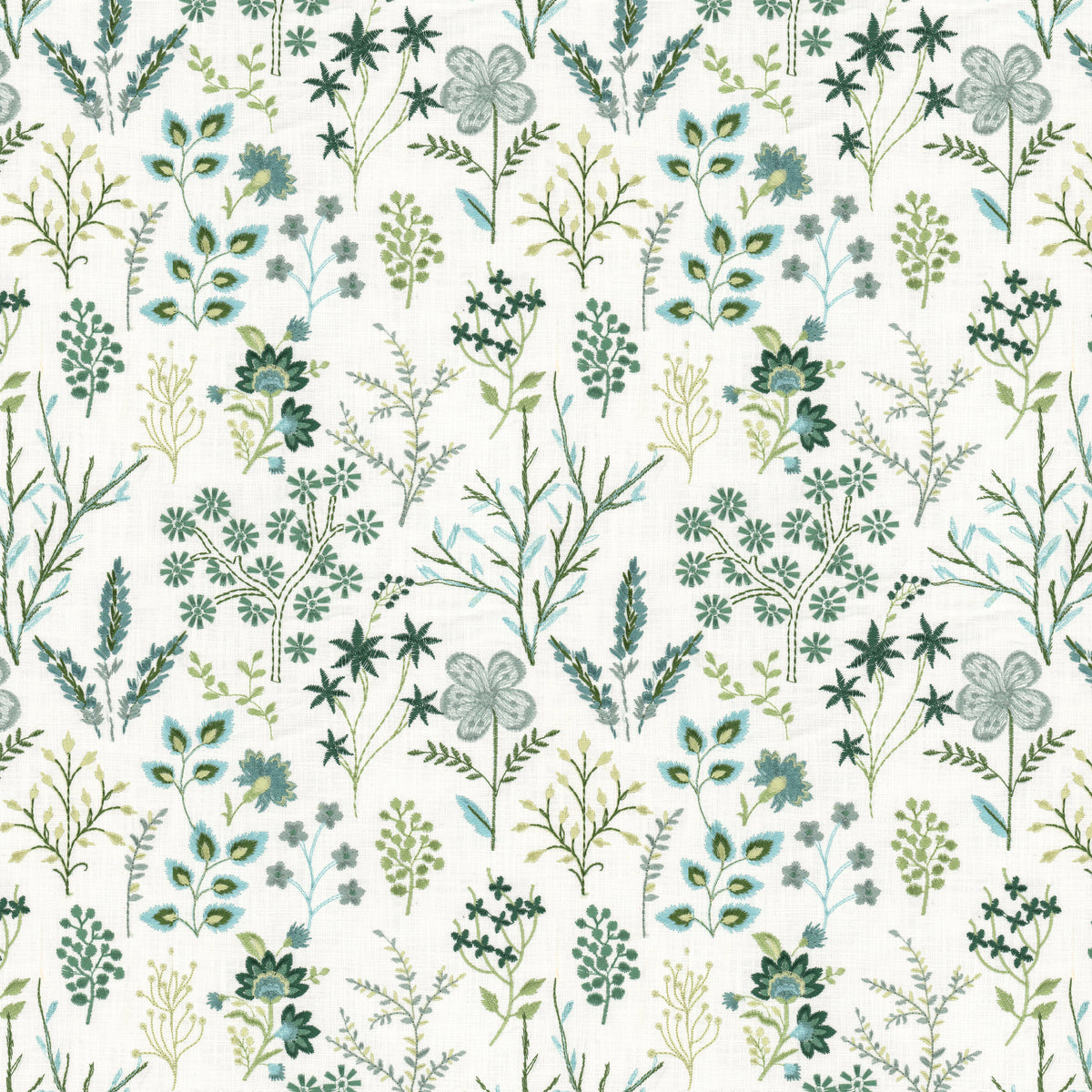 STOUT TEXTILES  MULTIPURPOSE,EMBROIDERIES TRANSITIONAL,, FLORAL NORSE,TEAL   - CORO-2
