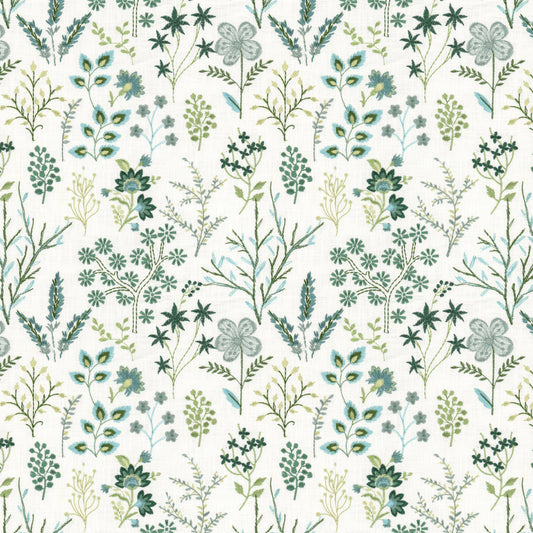 STOUT TEXTILES  MULTIPURPOSE,EMBROIDERIES TRANSITIONAL,, FLORAL NORSE,TEAL   - CORO-2