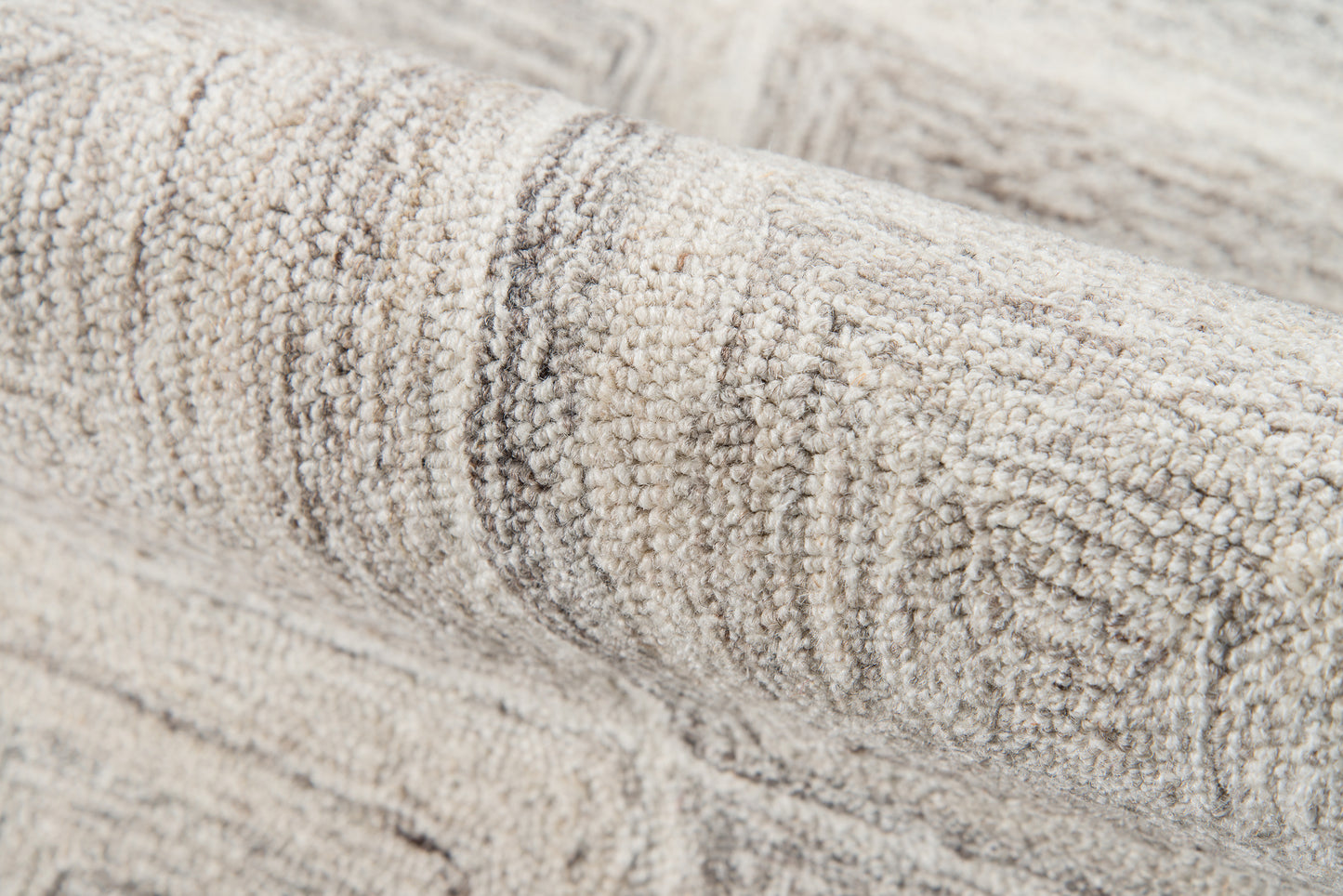 Beige & gray textured looped rug; soft boucle weave, modern neutral area rug.