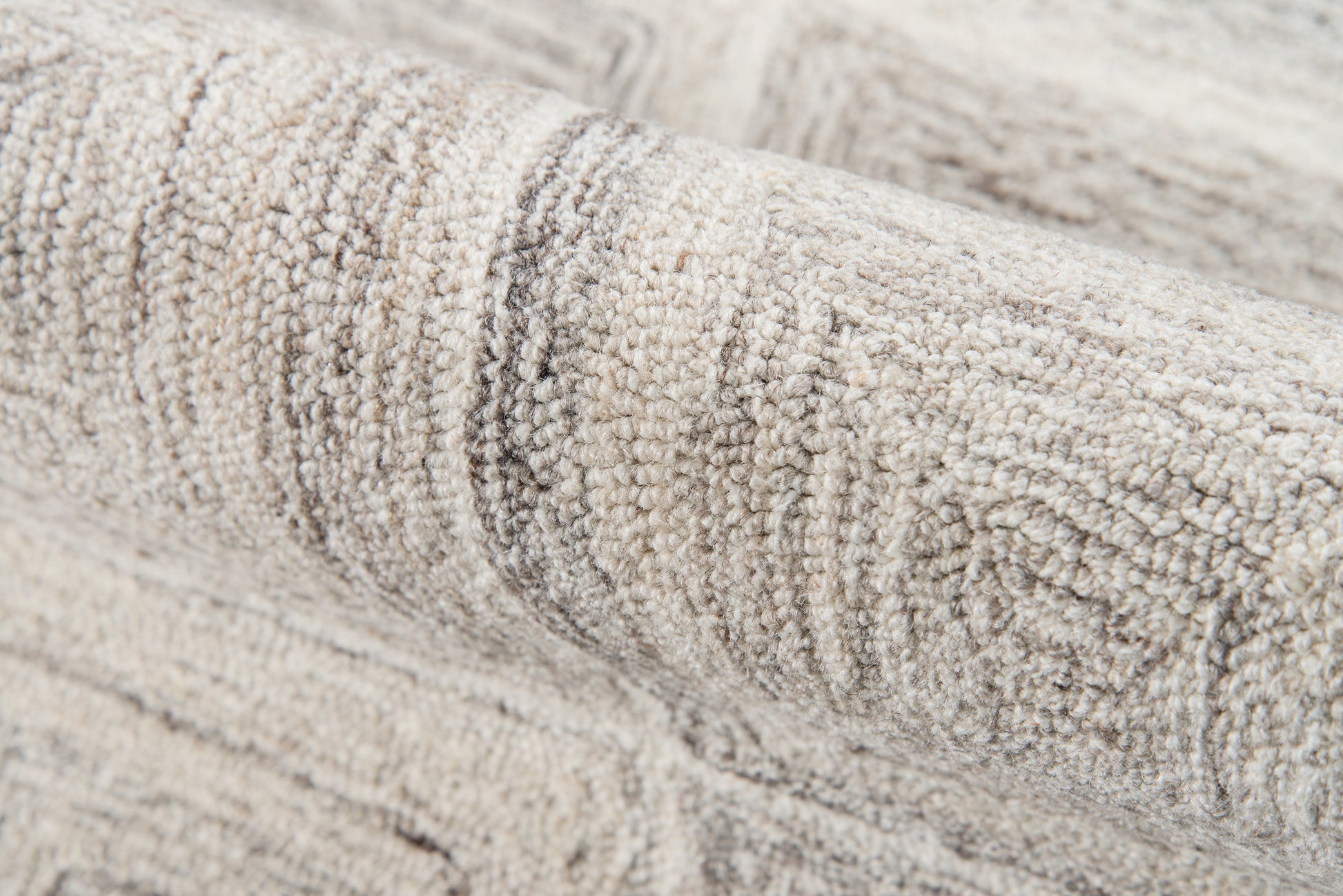Beige & gray textured looped rug; soft boucle weave, modern neutral area rug.