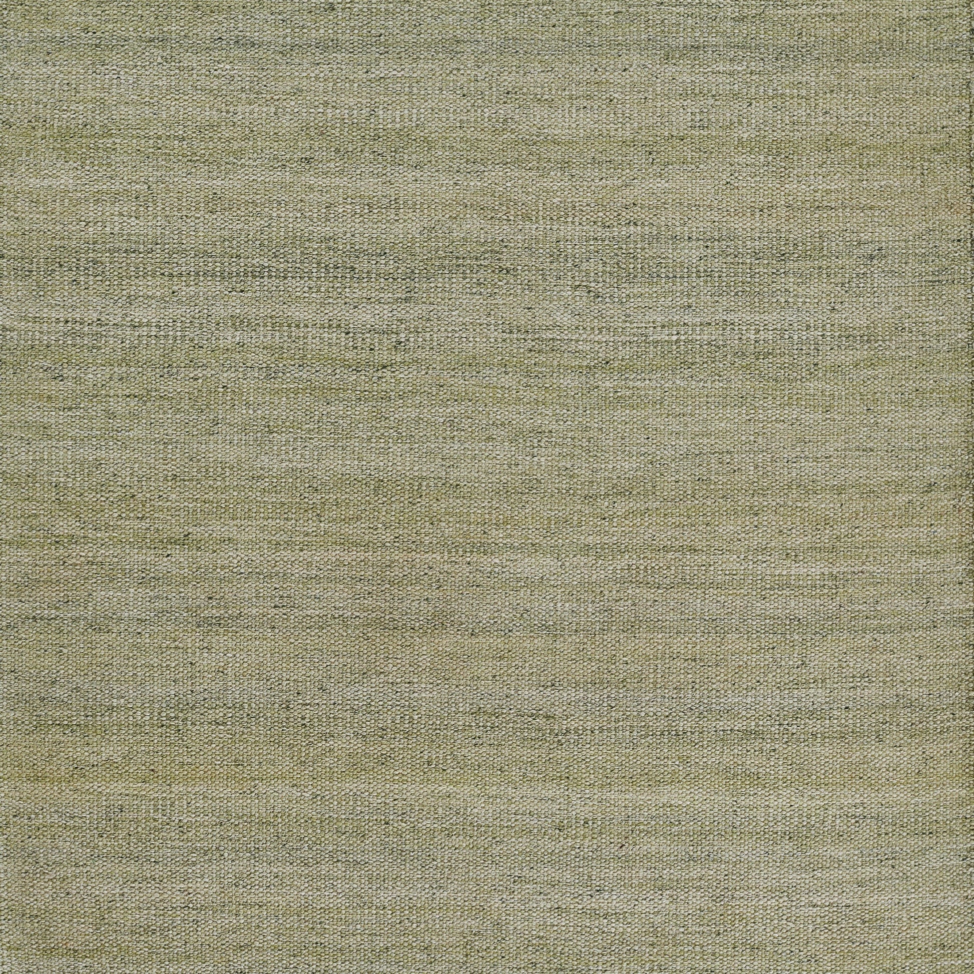 Olive green textured woven rug with subtle horizontal striations and natural fiber look.