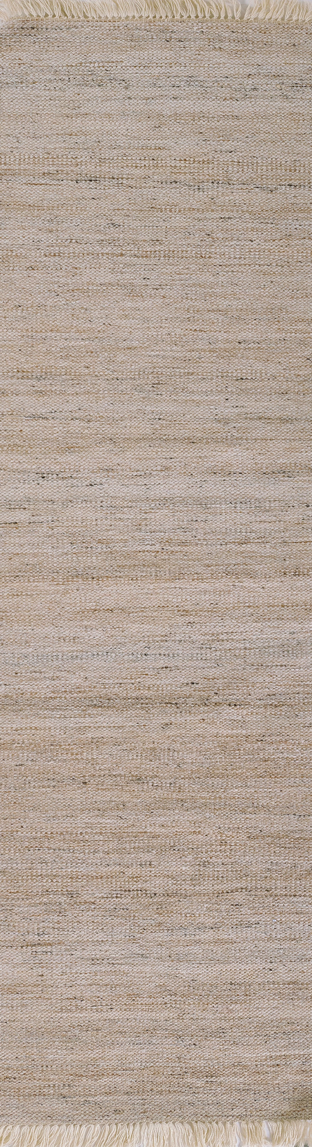 Natural beige flatweave runner rug with subtle horizontal stripes and woven texture; 2'3" x 8' runner, ideal for coastal or minimalist floors.