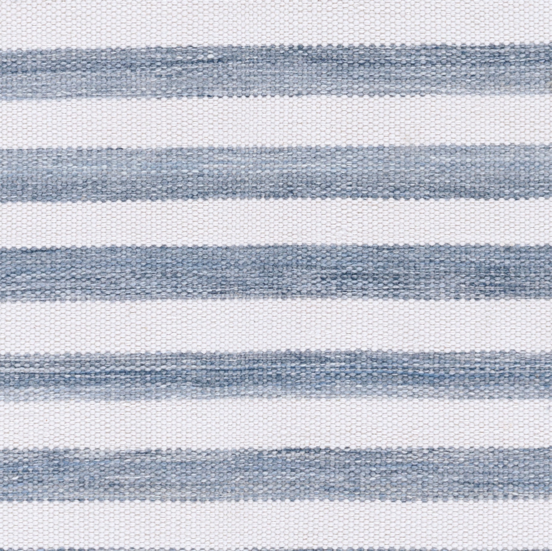 Blue and white striped woven textile with a textured weave; nautical throw.