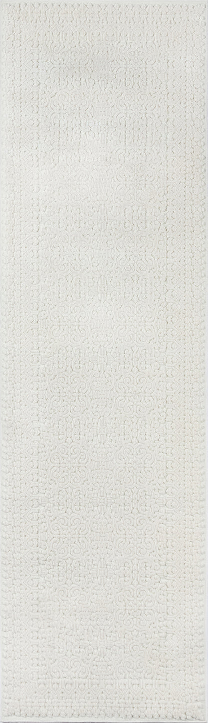 Ivory textured cotton fabric with subtle dotted weave; long rectangular swatch for towel or throw.