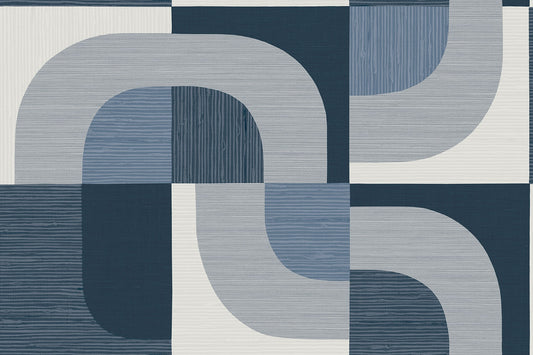 Seabrook Designs A Lot More Textures Tampere Geometric Contemporary Blues Matte Sidewall - CP90102