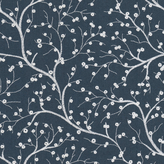 STOUT TEXTILES  MULTIPURPOSE,EMBROIDERIES TRADITIONAL, FLORAL INDIGO,INK   - CRUM-2