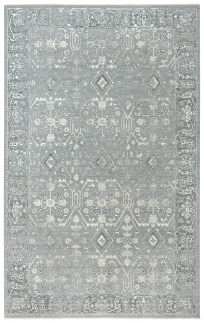 8' x 10' traditional rug with an ornate pattern.
