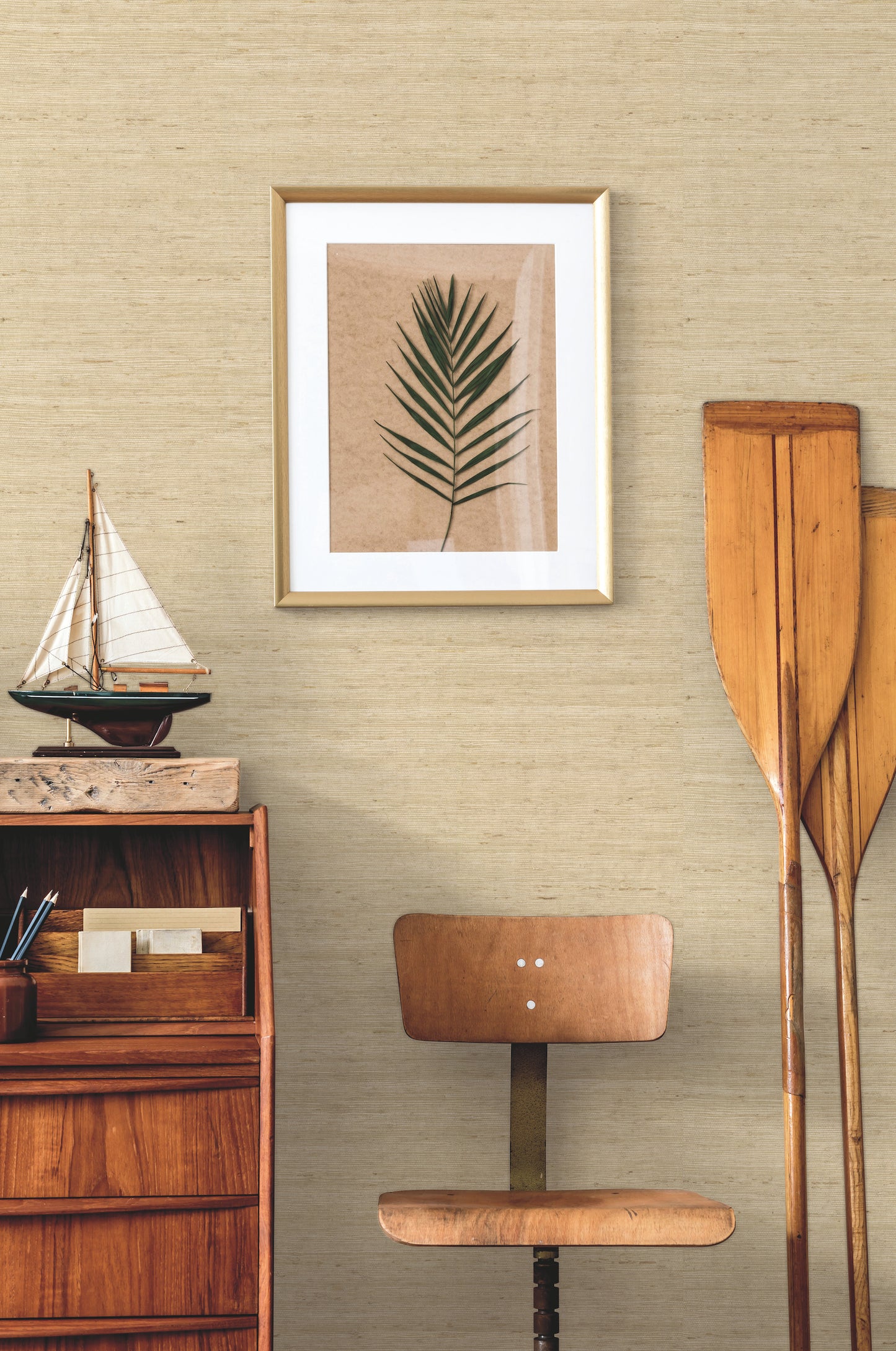 York Wallcoverings Water's Edge Resource Library Arrowroot Cream Wallpaper  Grasscloth Whites and Off-Whites   - CV4401