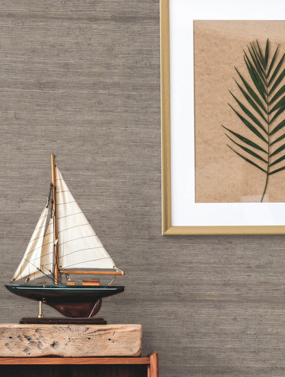 York Wallcoverings Water's Edge Resource Library Arrowroot Brown Wallpaper  Grasscloth Browns   - CV4403