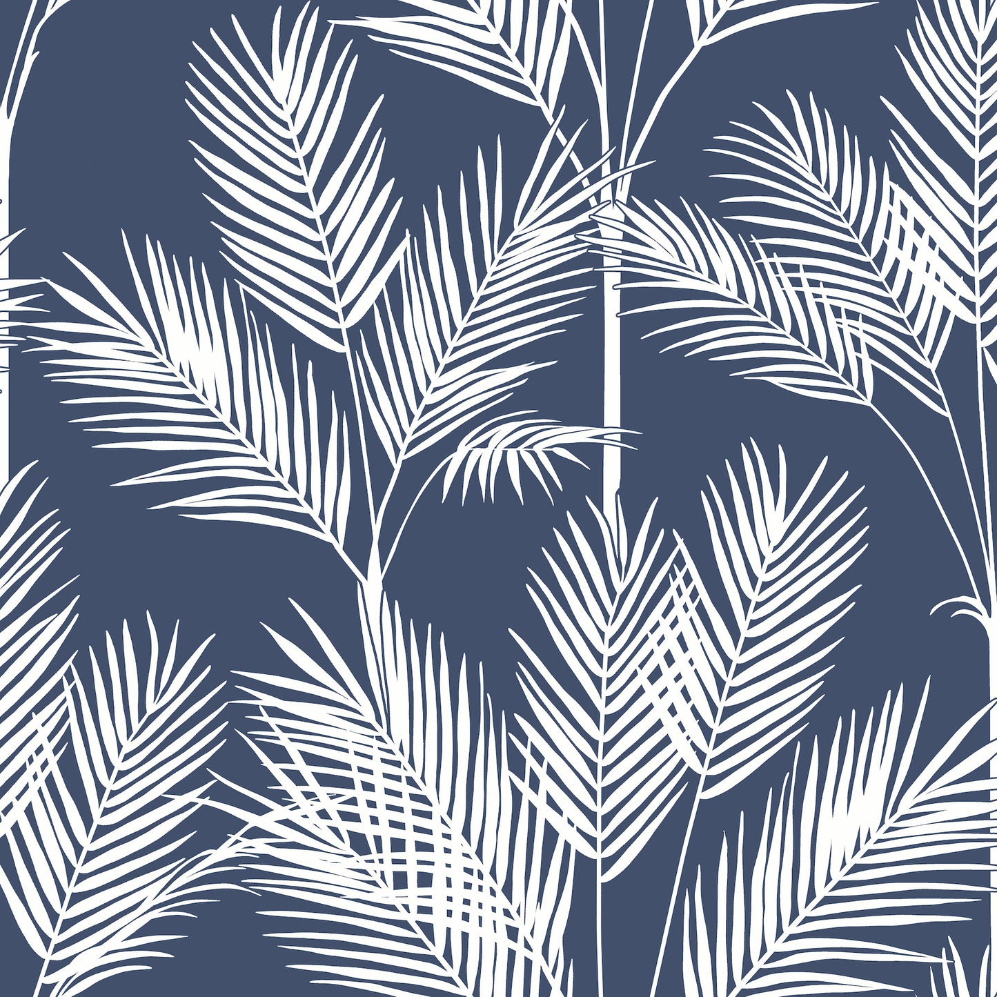 York Wallcoverings Earthy Tones King Palm Silhouette Navy Wallpaper  Botanical Blues   - CV4410