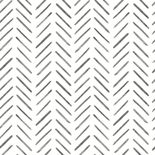 York Wallcoverings Beige and Neutrals Painted Herringbone Black Wallpaper  Small Prints Blacks   - CV4454