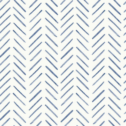 York Wallcoverings Blues II Painted Herringbone Navy Wallpaper Small Prints Small Prints Navy   - CV4455