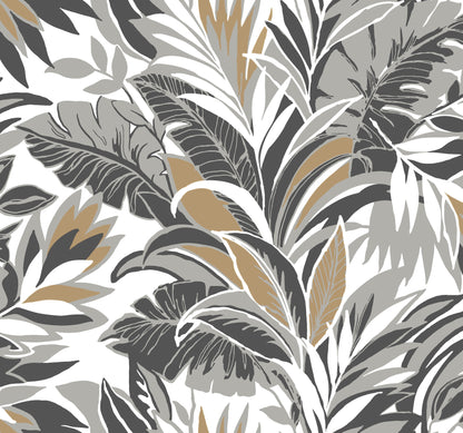 York Wallcoverings Black & White, III Palm Silhouette Black & Gold Wallpaper Botanical Botanical Black & Gold   - CY1567