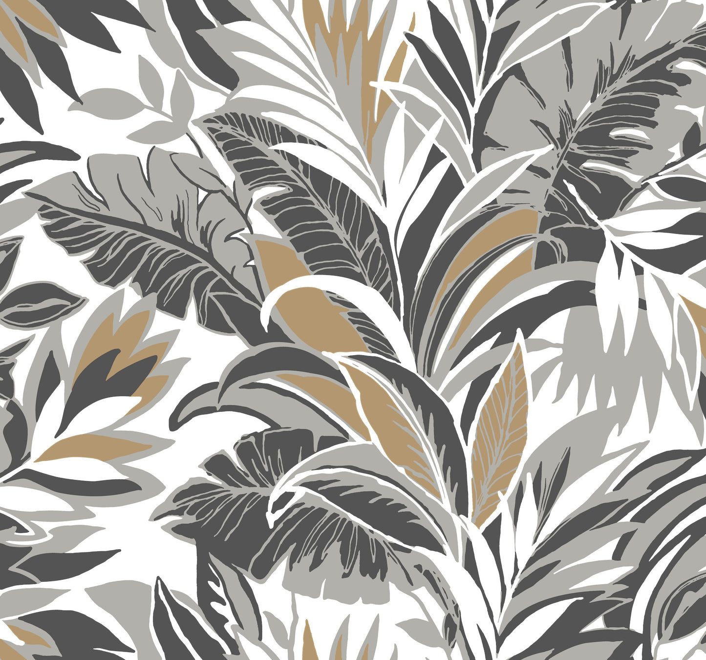 York Wallcoverings Candice Olson Modern Nature Palm Silhouette Black and Gold Wallpaper  Botanical Blacks   - CY1567