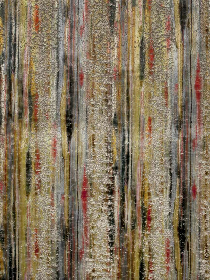 19" Blue, Light Green, Coral, and Gold Velvet Pillow Cover in S. Harris Brushstroke Velvet Coralstone Fabric