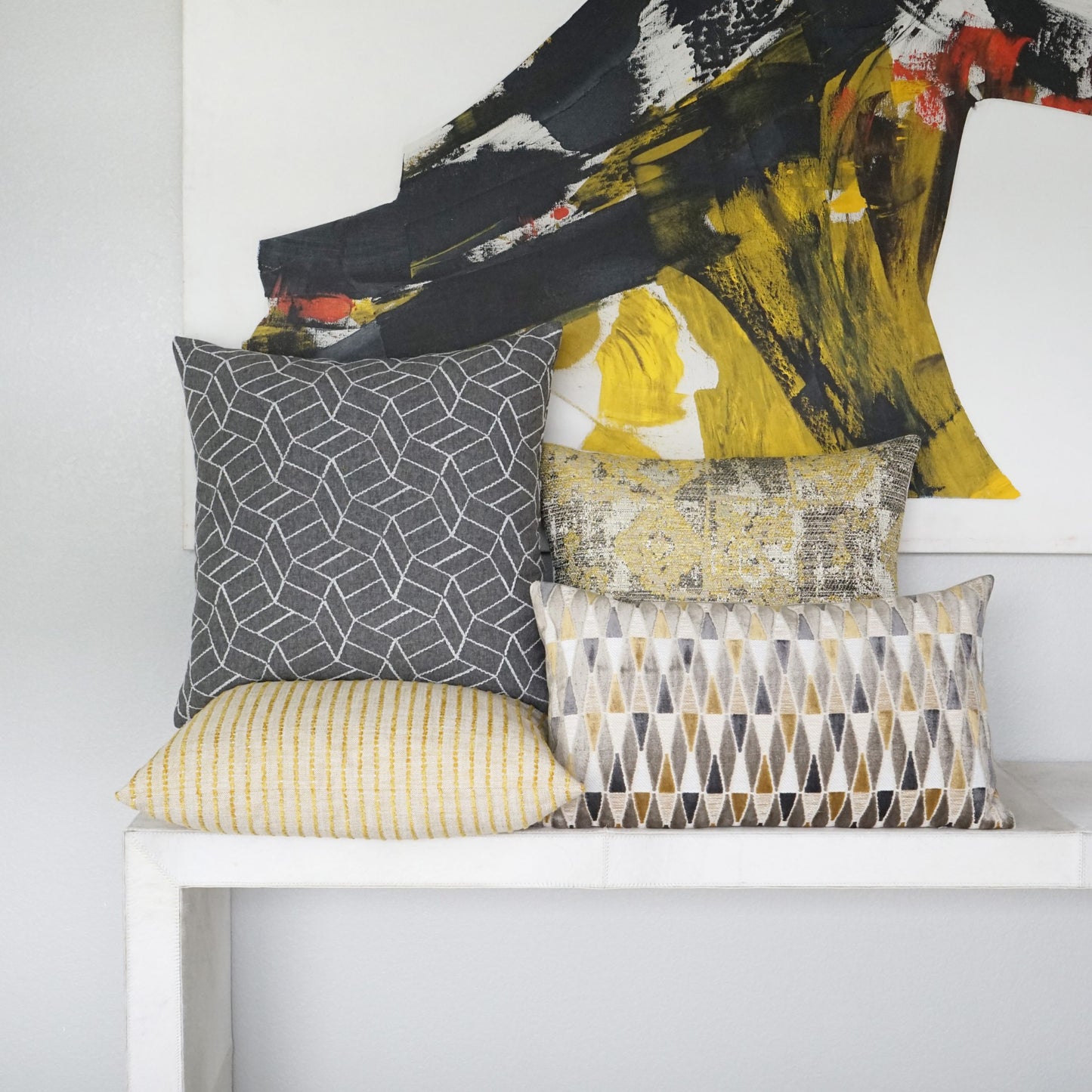 D.V. KAP HOME   24" x 24" Caramba Pillow - Graphite Modern, Geometric    - 3361-G-2424