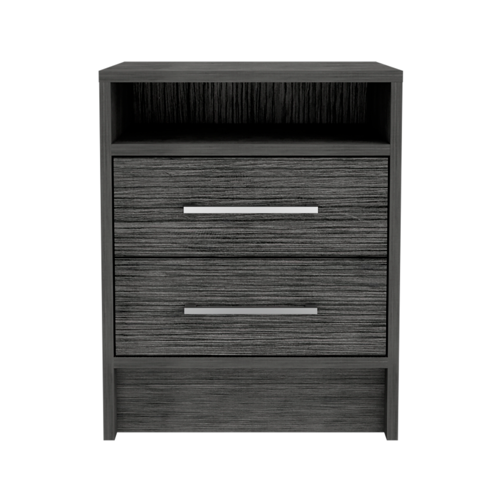 Cartiz Nightstand, Two Drawers, Smoky Oak Finish