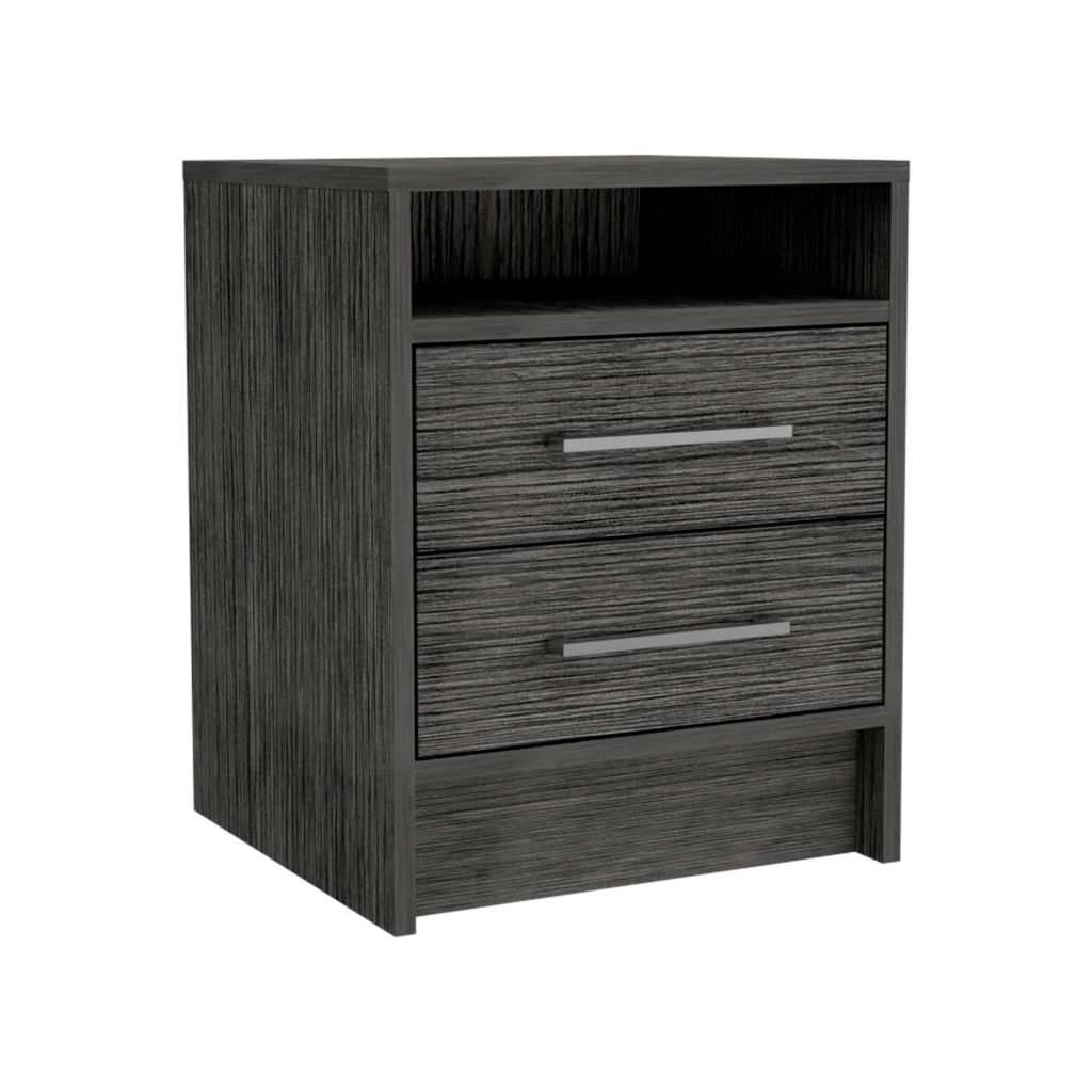 Cartiz Nightstand, Two Drawers, Smoky Oak Finish