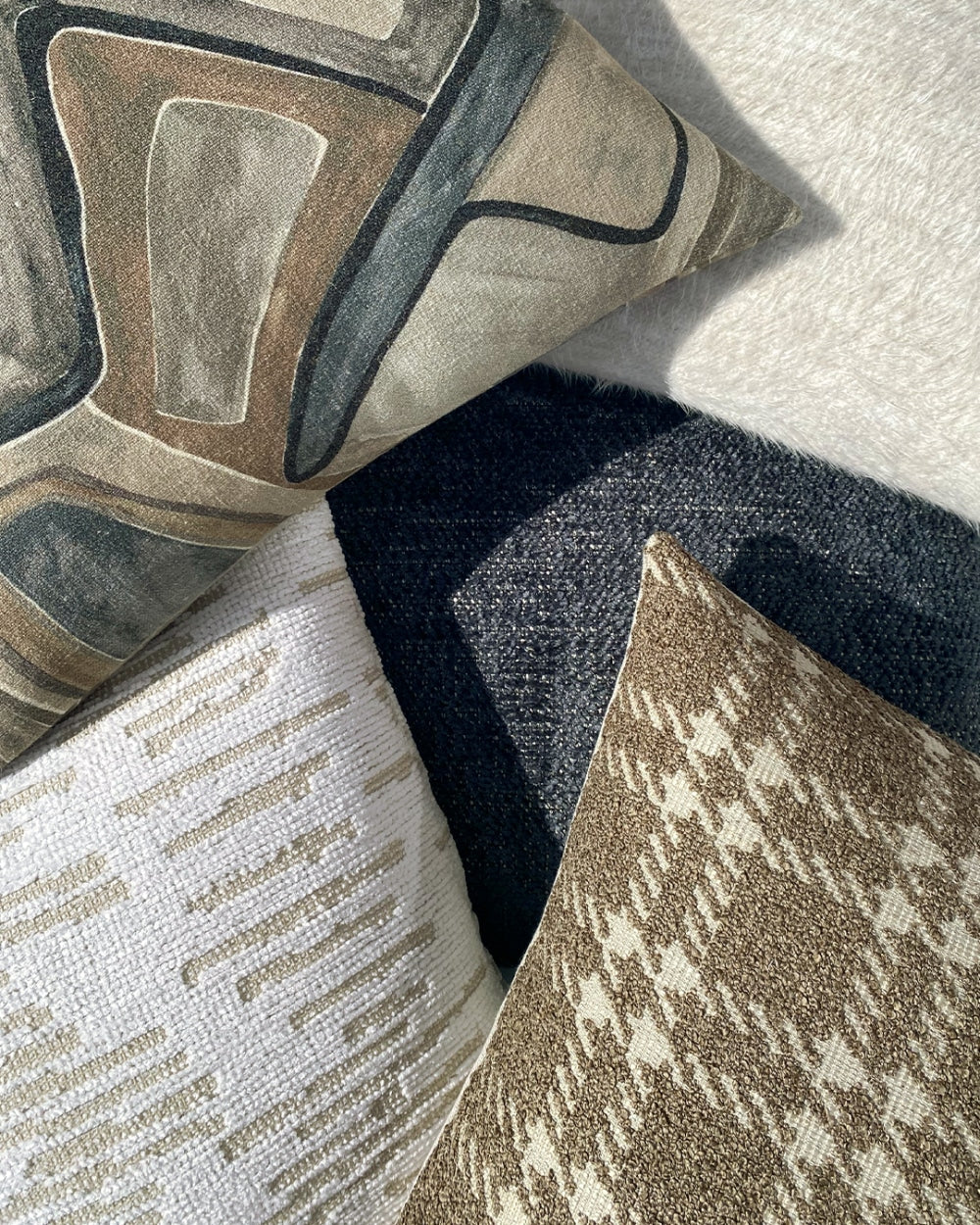 D.V. KAP Home Piero decorative throw pillow 24×24 in Cafe color featuring abstract pattern, luxury designer accent pillow