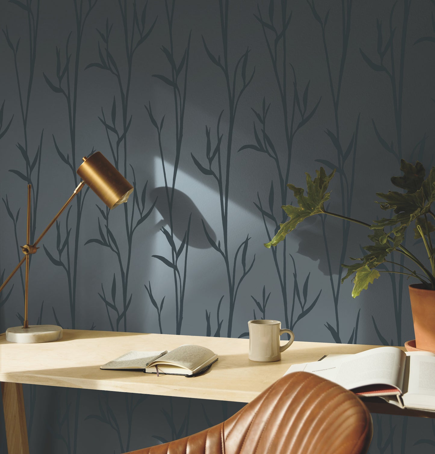 York Wallcoverings Artisan Digest Matcha Blue Wallpaper  Botanical Blues   - DA3510N