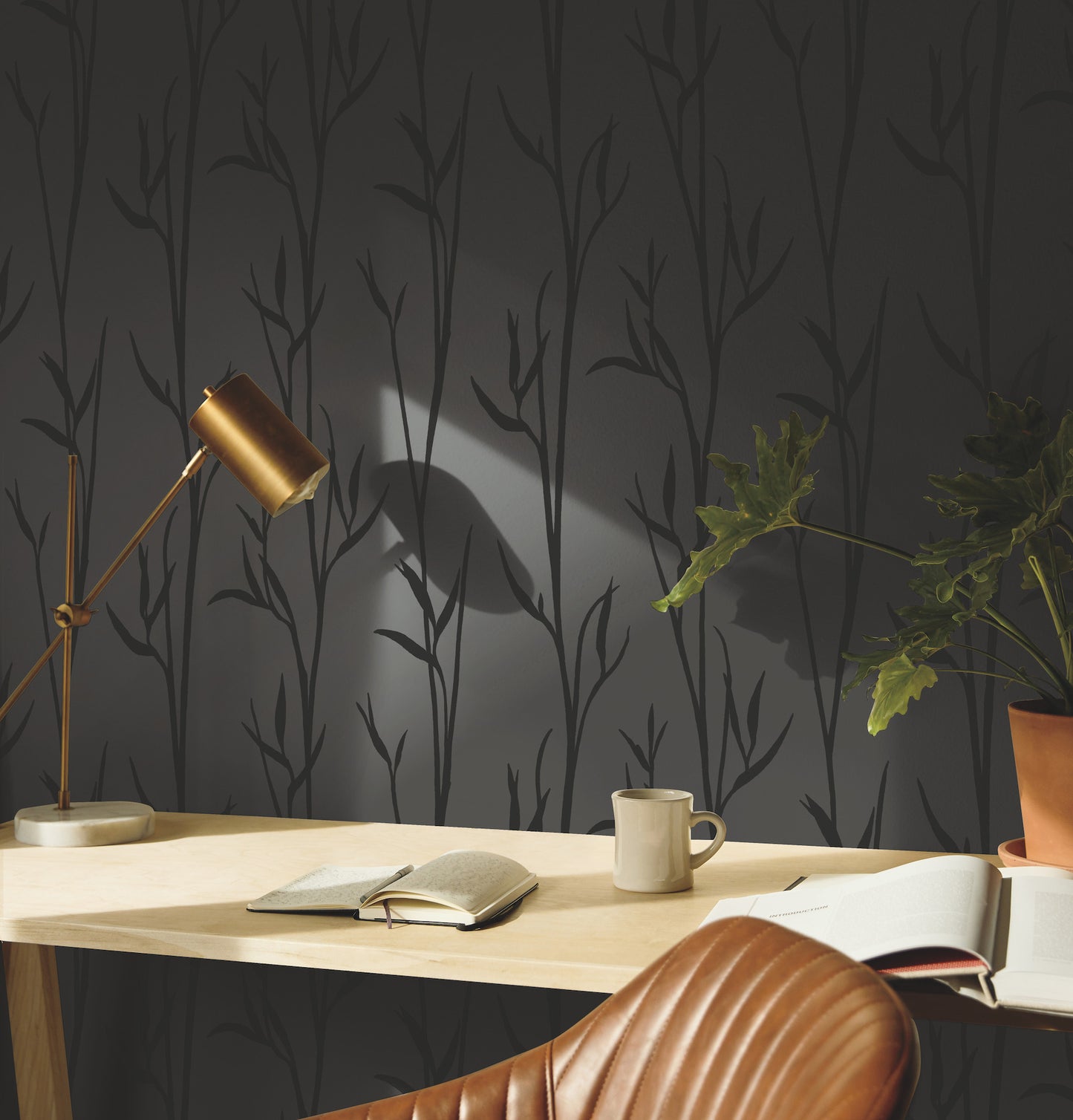 York Wallcoverings Artisan Digest Matcha Black Wallpaper  Botanical Blacks   - DA3511N