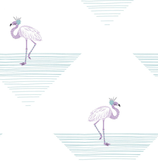 Seabrook Designs  Dancing Flamingo Kids & Nursery Contemporary Teal , Lilac   - DA61709