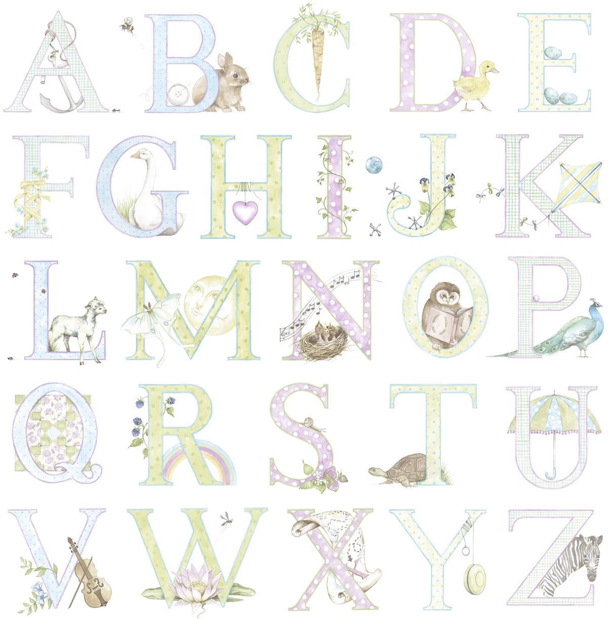 Seabrook Designs  Alphabet Kids & Nursery Contemporary Light Pastel   - DA62009