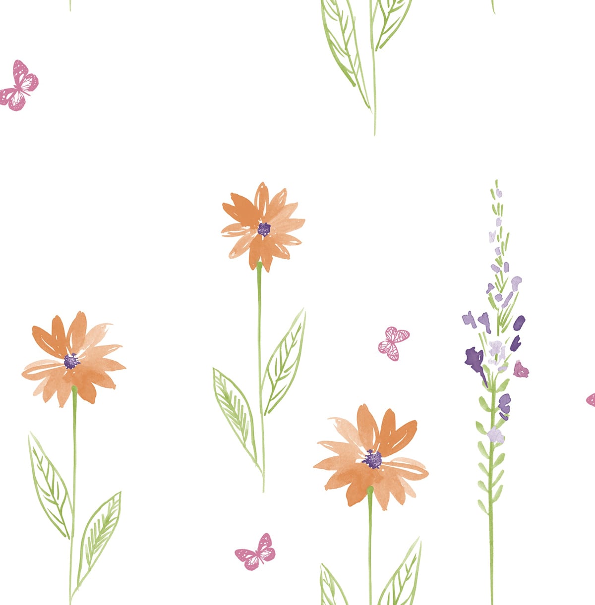 Seabrook Designs  Daisy Field Kids & Nursery Contemporary Orange , Lime   - DA62603