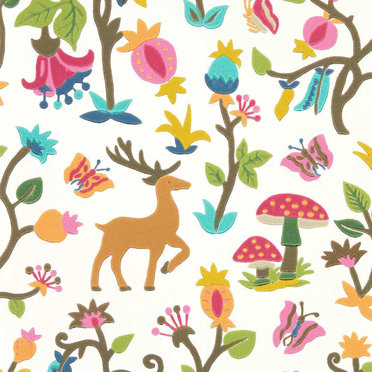 SANDERSON Forest of Dean Wallpaper Animals Brights,Multi  Surface- Printed Wallpaper - DABW217217