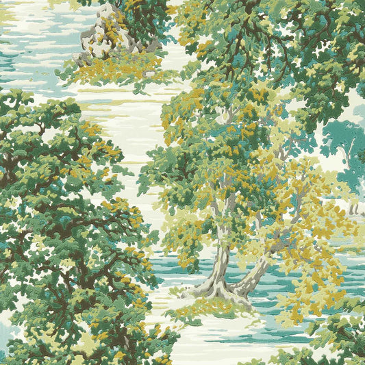 SANDERSON Ancient Canopy Wallpaper Leaves , Trees Sap Green  Surface- Printed Wallpaper - DABW217220