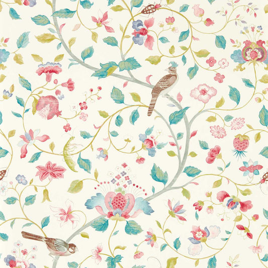 SANDERSON Aril?s Garden Wallpaper Birds Blue Clay,Pink  Gravure - Wide Width Printed Wallpaper - DABW217236