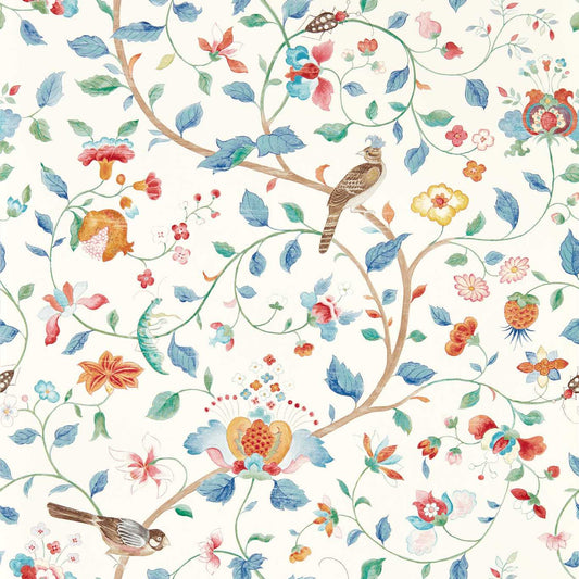 SANDERSON Aril?s Garden Wallpaper Birds Indigo,Red  Gravure - Wide Width Printed Wallpaper - DABW217237