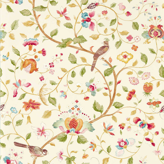 SANDERSON Aril?s Garden Wallpaper Birds Olive,Mulberry  Gravure - Wide Width Printed Wallpaper - DABW217238