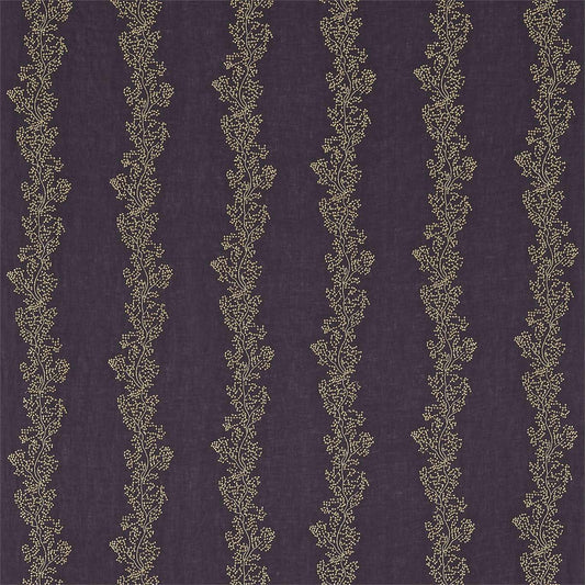SANDERSON OUTLET Sparkle Coral (Embroidery) Fabric Stripes Gold,Purple   - DAEG232975