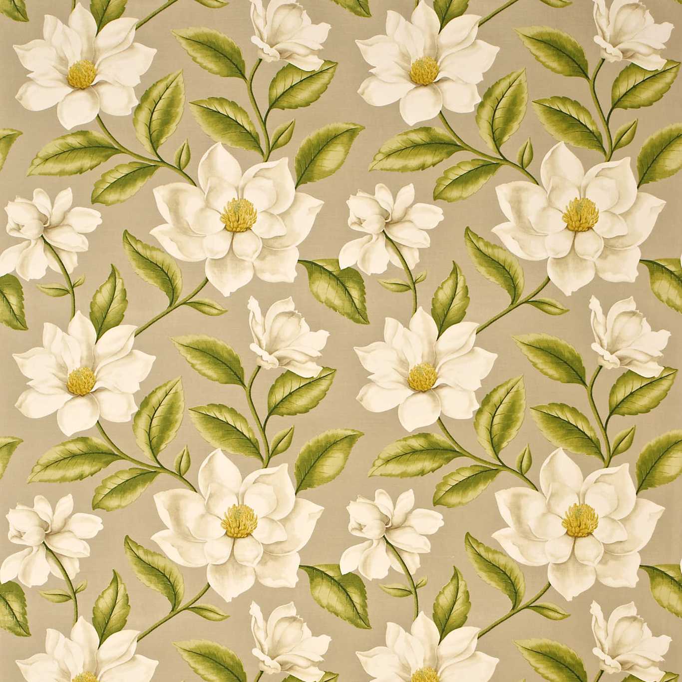 SANDERSON Grandiflora Fabric Classic Floral Linen, Olive   - DAPGGR204