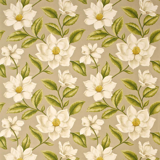 SANDERSON Grandiflora Fabric Classic Floral Linen, Olive   - DAPGGR204