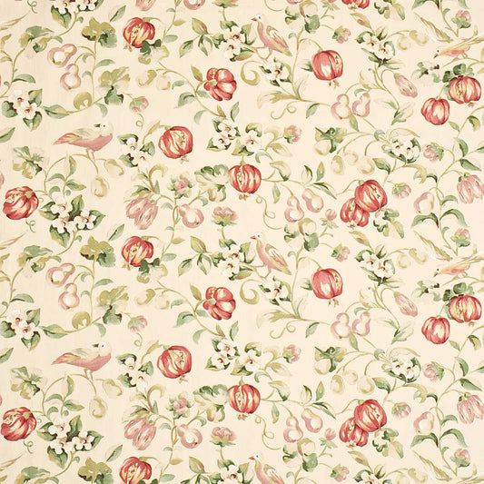 SANDERSON Pear & Pomegranate Fabric Leaves , Trees Mauve, Fennel   - DAPGPE203
