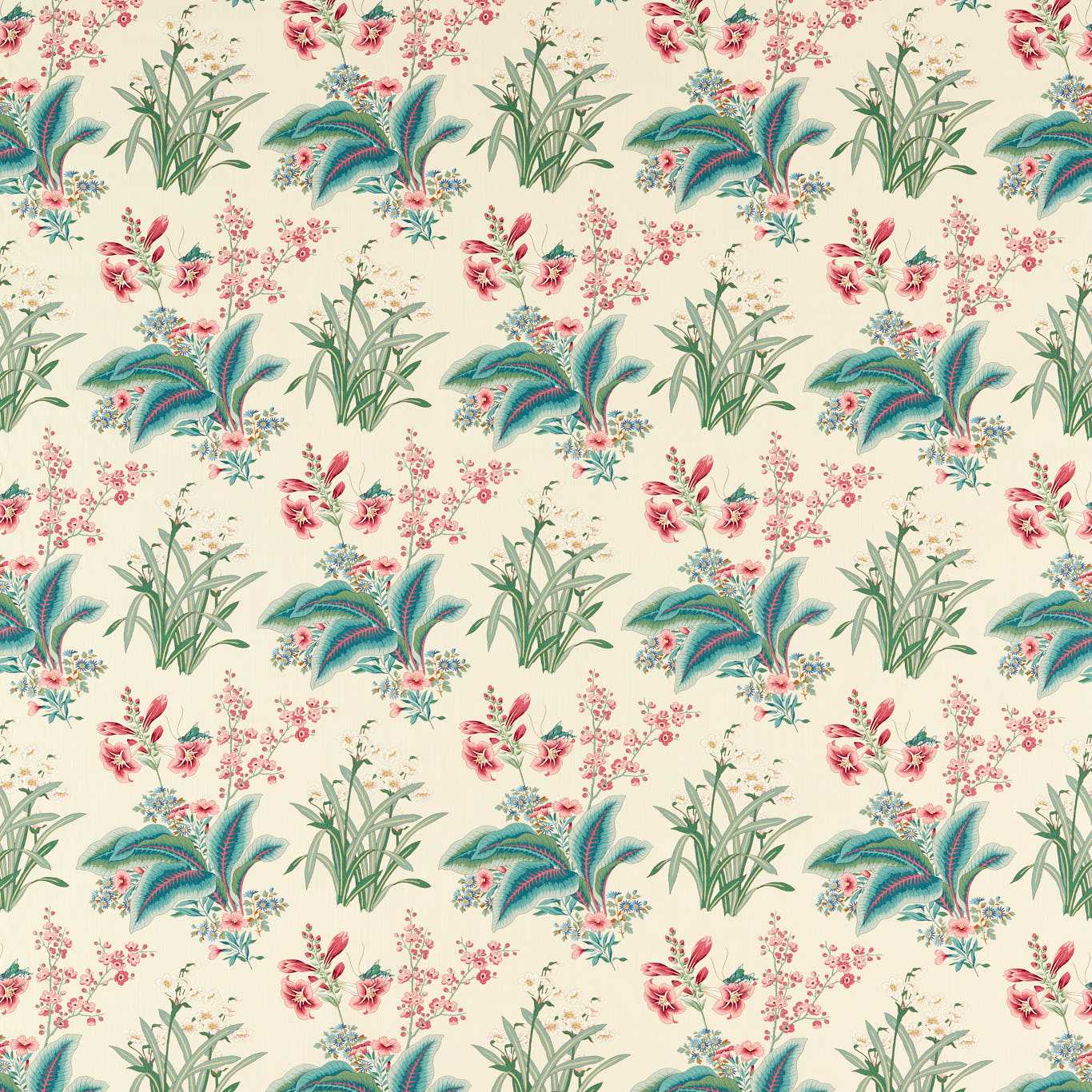 SANDERSON Enys Garden Fabric Leaves , Trees Blush,Jade   - DARF227061