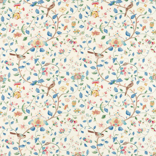 SANDERSON Aril?s Garden Fabric Animals Indigo,Red   - DARF227066