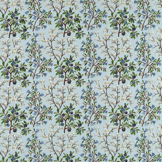 SANDERSON Foraging Embroidery Fabric Contemporary, Floral Dawn Blue   - DARF237316