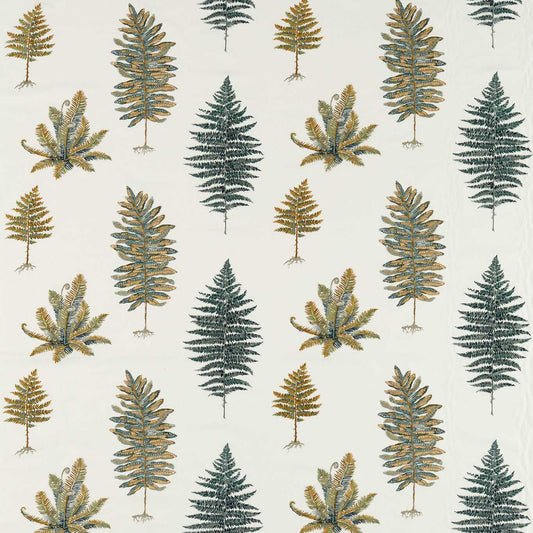SANDERSON Fernery Embroidery Fabric Leaves , Trees Forest Green   - DARF237320