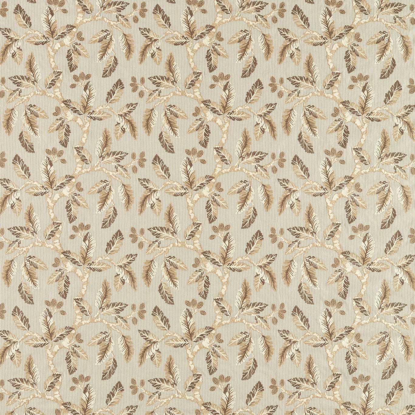 SANDERSON Oaknut Stripe Fabric Leaves , Trees Flax,Multi   - DARF237322